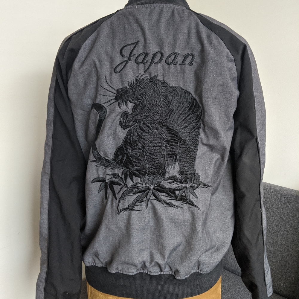 Black & Grey Bomber with Tiger